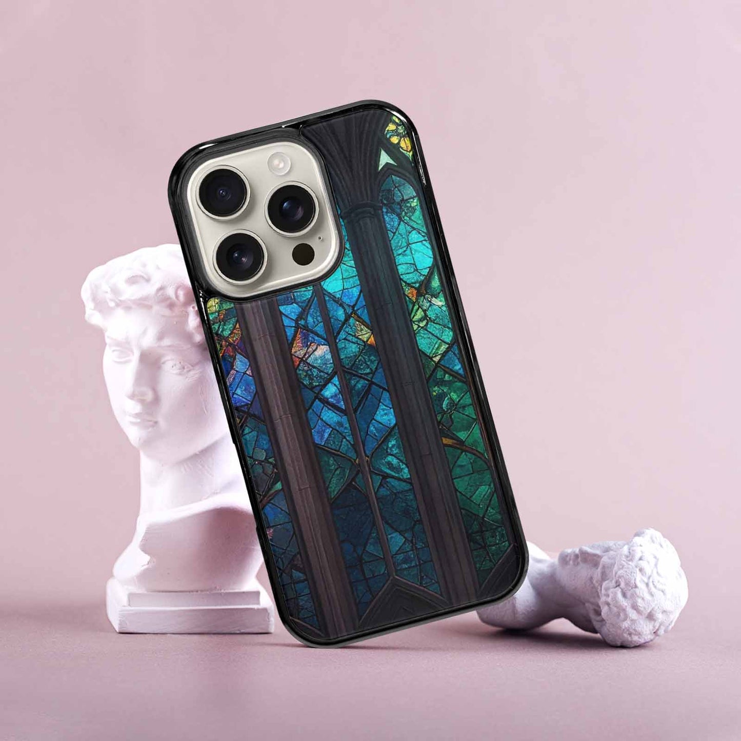 iPhone 16 Pro Case — Stained Glass Window Pattern Seamless Repeat, Customized Protective Case