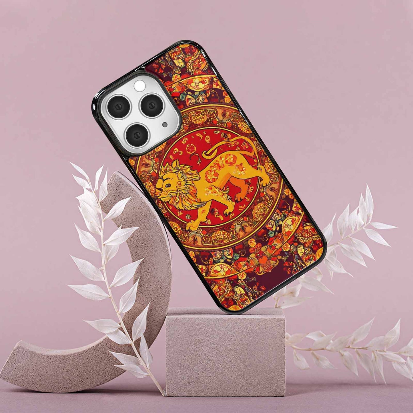 iPhone 15 Pro Max Case — Mandala Lions Art Seamless Pattern Vibrant, Customized Protective Case