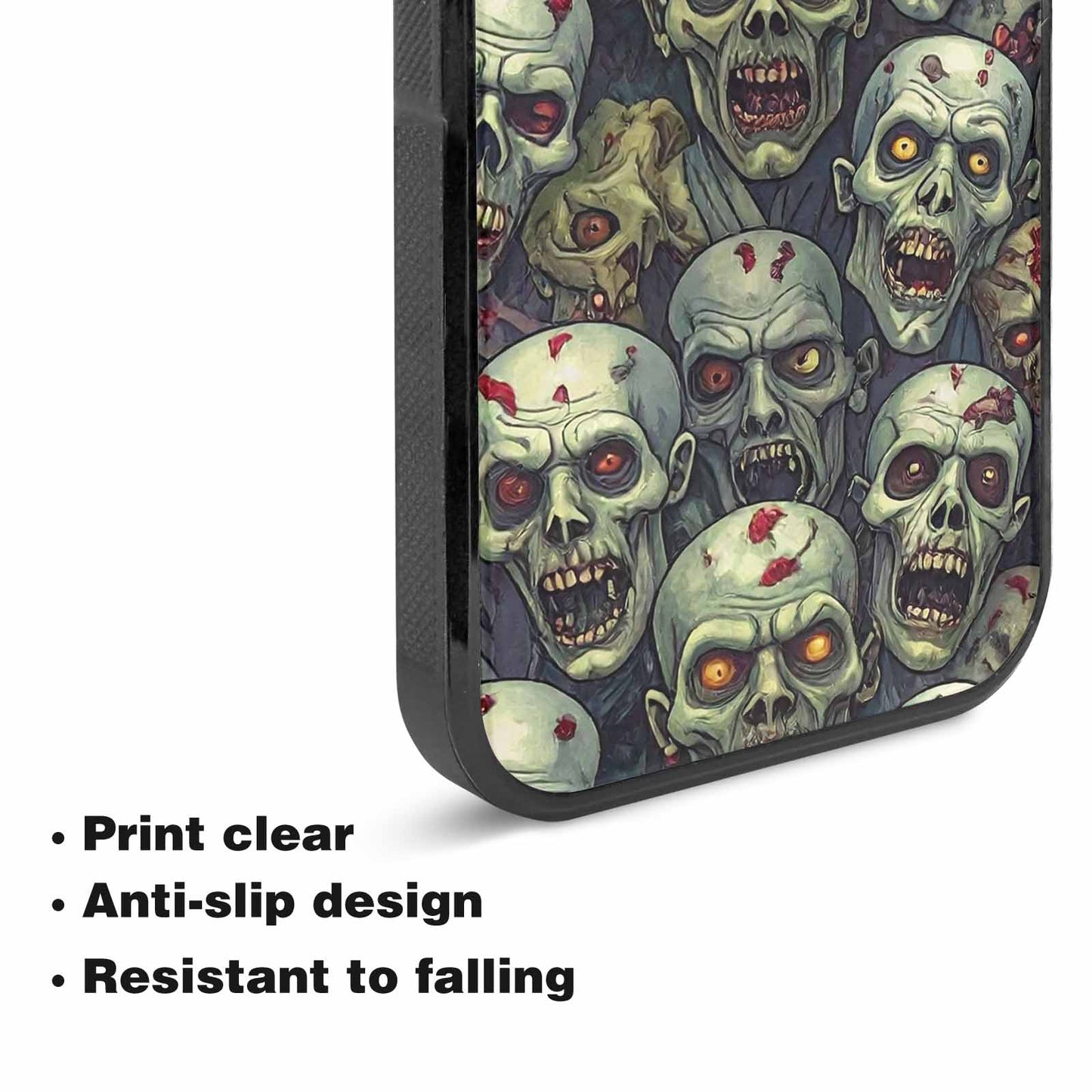 iPhone 15 Plus Case — Zombie Head Pattern Hundreds Of Small, Custom Phone Case