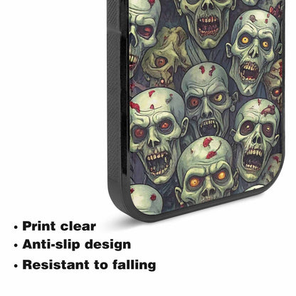 iPhone 15 Plus Case — Zombie Head Pattern Hundreds Of Small, Custom Phone Case