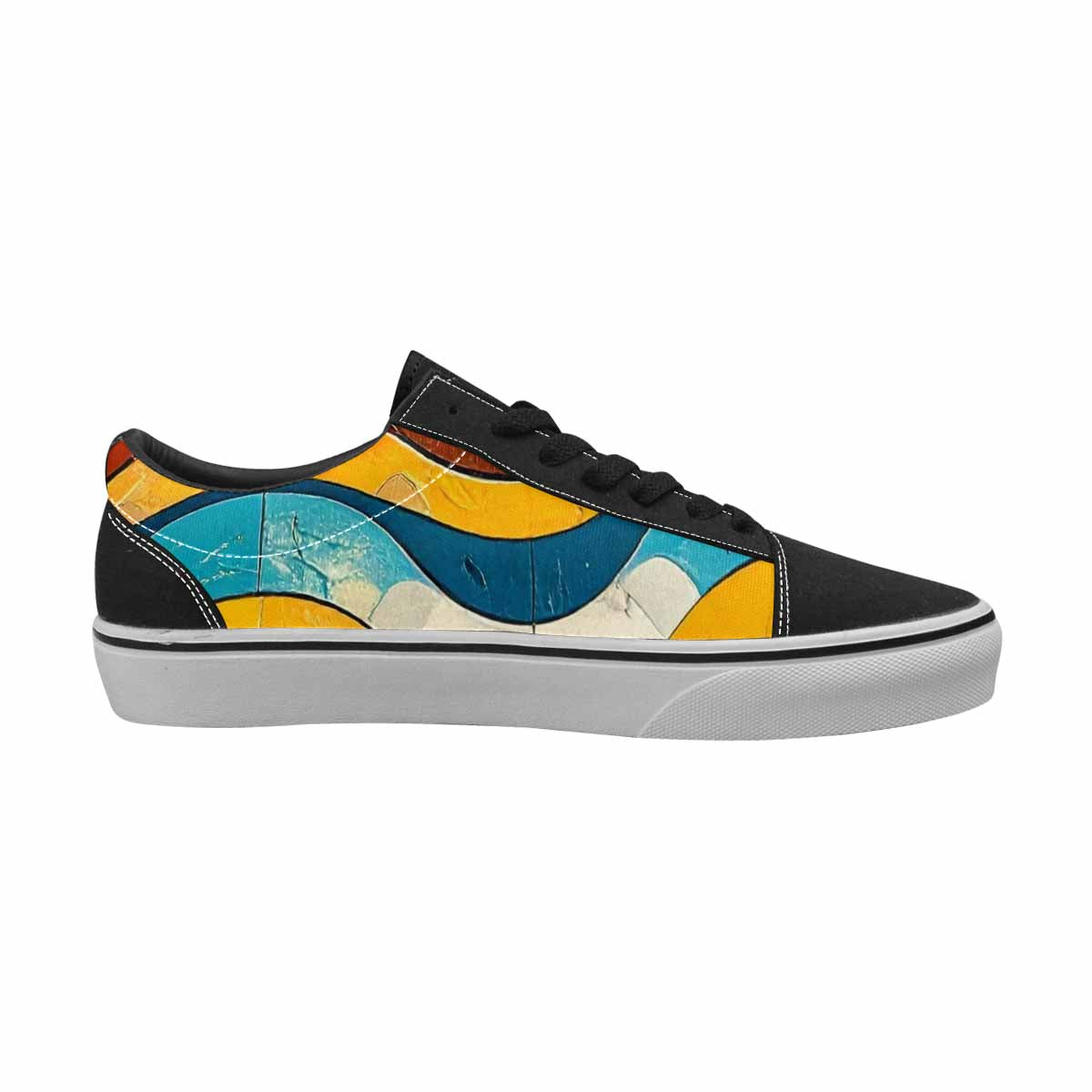 WOMEN'S Retro Wave Scallop Stripe Lace-Up Canvas Dreamlike Custom Shoes