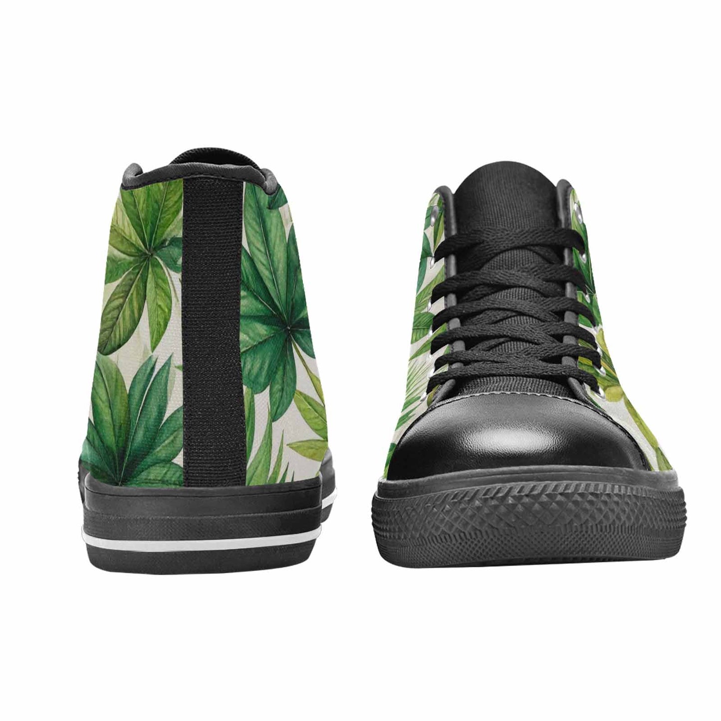 WOMEN'S Seven-Point Palmate Leaf High Top Canvas Grunge Shoes