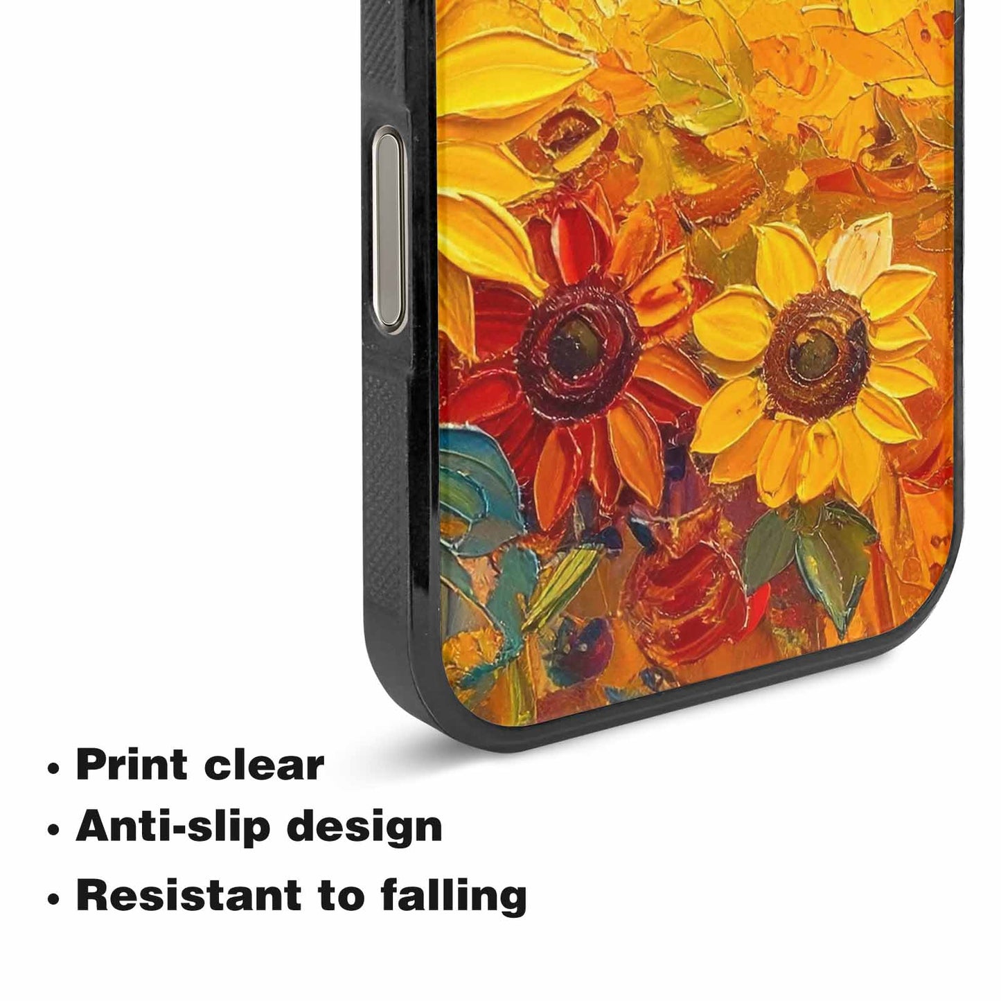 iPhone 16 Pro Max Case — Impressionist Sunflower Brushstroke Pattern Hundreds Of, Custom Designed Case Cover
