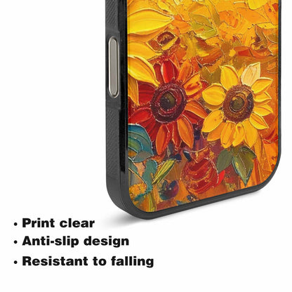 iPhone 16 Pro Max Case — Impressionist Sunflower Brushstroke Pattern Hundreds Of, Custom Designed Case Cover