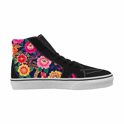 WOMEN'S Floral Snake Print High Top Canvas Neon Fantasy Sneakers