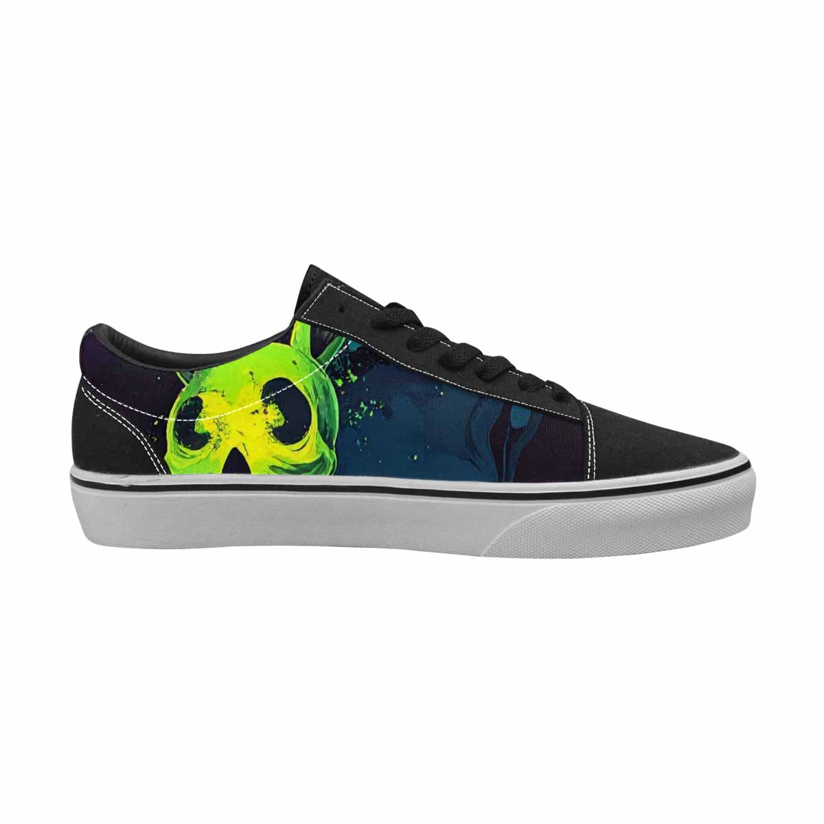 WOMEN'S Radioactive Ghost Bunny Skull Lace-Up Canvas Neon Fantasy Custom Shoes