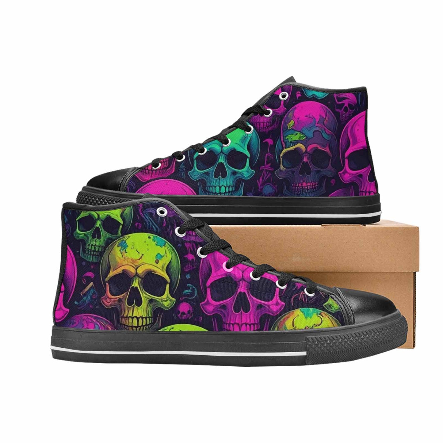 MEN'S Skulls - Neon High Top Canvas Neon Fantasy Sneakers