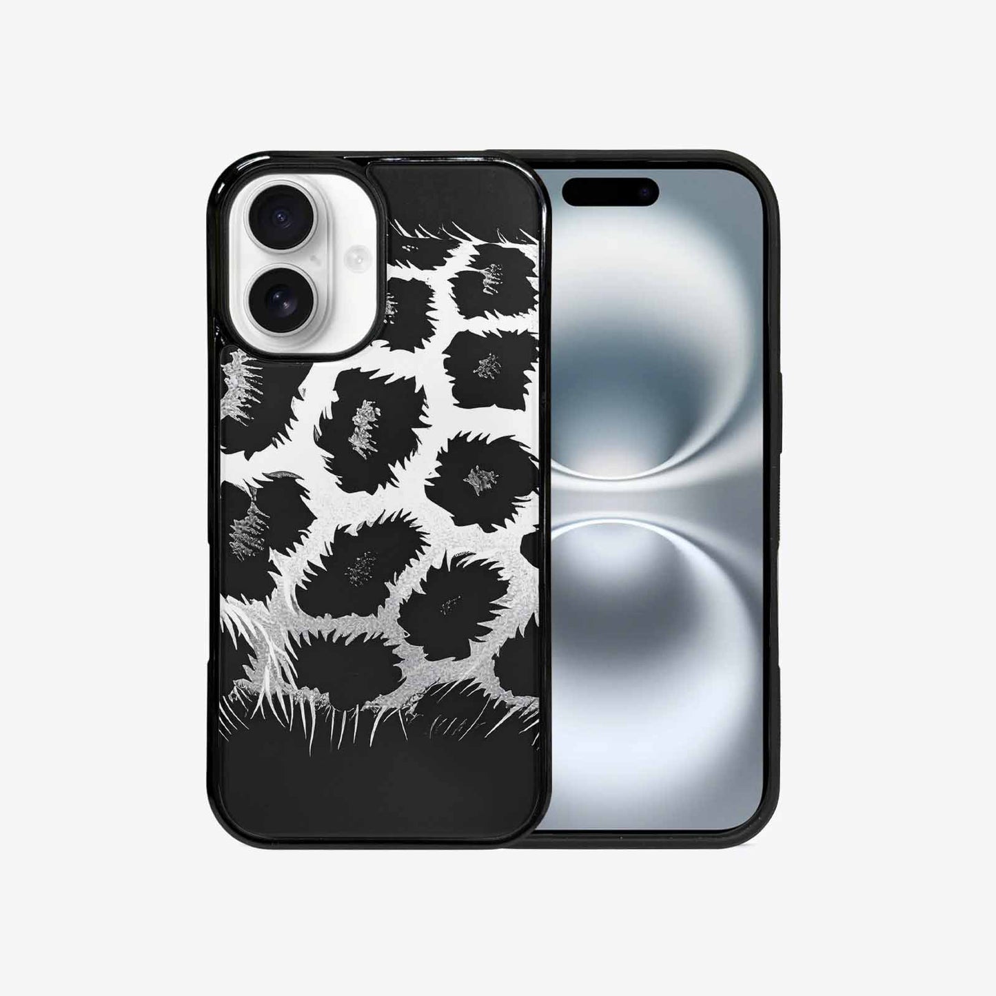 iPhone 16 Case — Leopard Print Black And White Style, Customized Protective Case