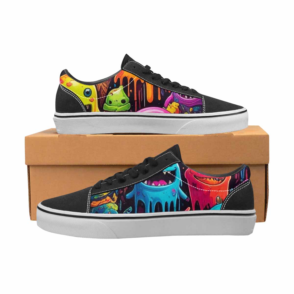 WOMEN'S Ice Cream Monsters  Lace-Up Canvas Dark Academia Sneakers