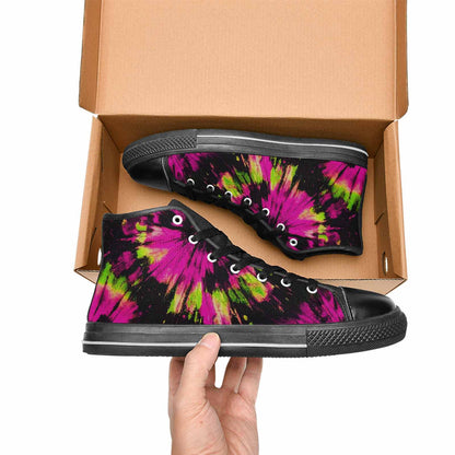WOMEN'S Acid Wash Tie Dye Neon High Top Canvas Wallpaper Art Custom Sneakers