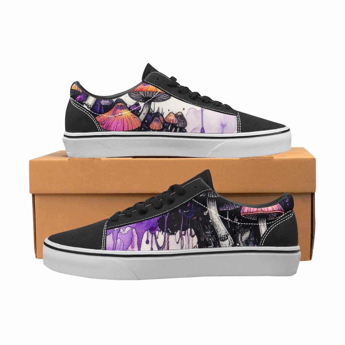 WOMEN'S Rainbow Drip Mushrooms Lace-Up Canvas Grunge Shoes