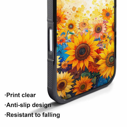 iPhone 17 Pro Case — Full Color Vibrant Sunflower Burst Floral, Custom Designed Case Cover