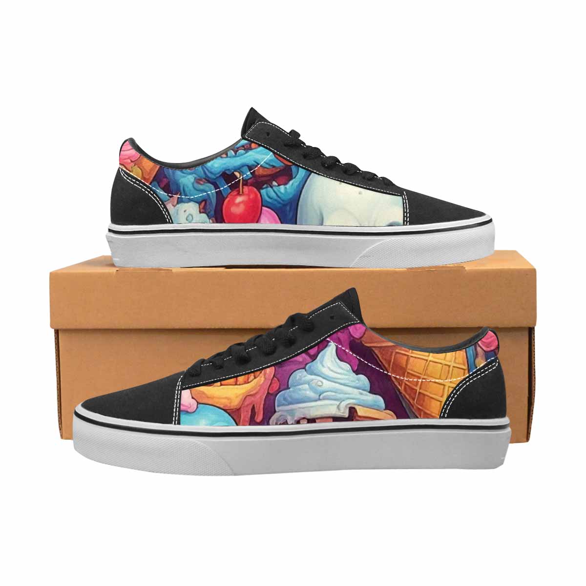 WOMEN'S Ice Cream Monsters  Lace-Up Canvas Aesthetic Custom Shoes
