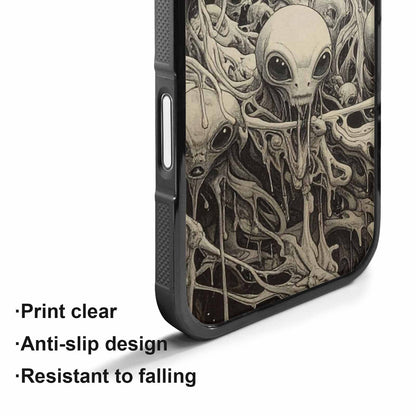iPhone 17 Case — Melting Aliens Pattern Alien Scifi, Custom Print Case Cover