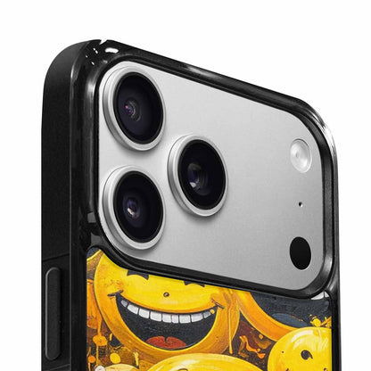 iPhone 17 Pro Max Case — Melting Moon Smiley Yellow Original Art, Custom Printed Phone Case