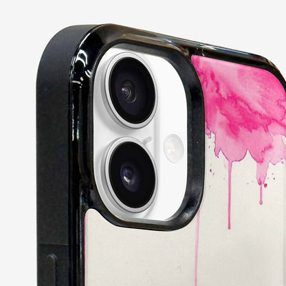 iPhone 16 Plus Case — Sunflower Burst Black Pink Ink Sunflowers, Custom Designed Case Cover