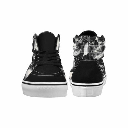 MEN'S Skulls Roses Black Ink High Top Canvas Neon Fantasy Shoes