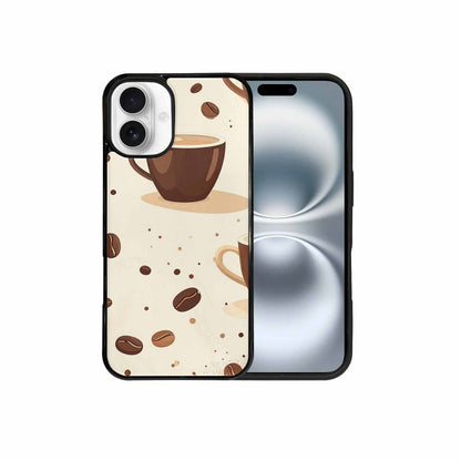 iPhone 16 Plus Case — Coffee Cup And Bean Pattern Seamless, Customized Protective Case