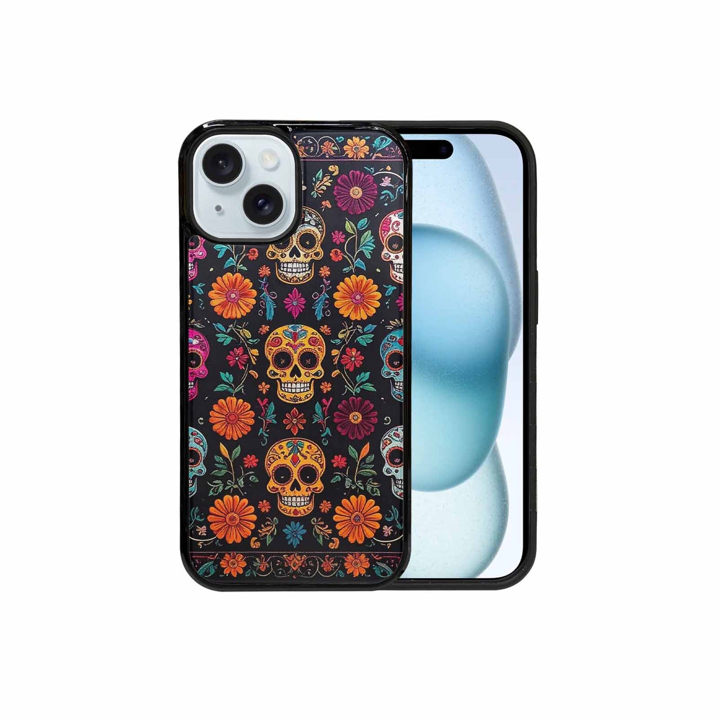 iPhone 15 Case — Colorful Dia De Los Muertos Sugar, Custom Art Phone Cover