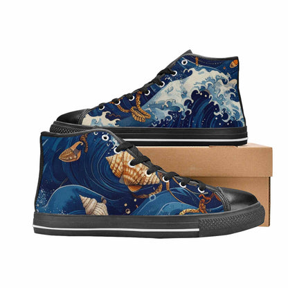 MEN'S Ocean Wave High Top Canvas Surreal Custom Shoes