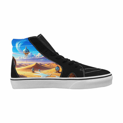 WOMEN'S Surrealist Desert Dreamscape High Top Canvas Neon Fantasy Sneakers