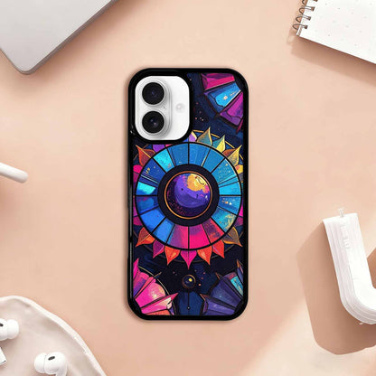 iPhone 17 Case — Iridescent Fantasy Sun Original Art, Custom Made Phone Cover