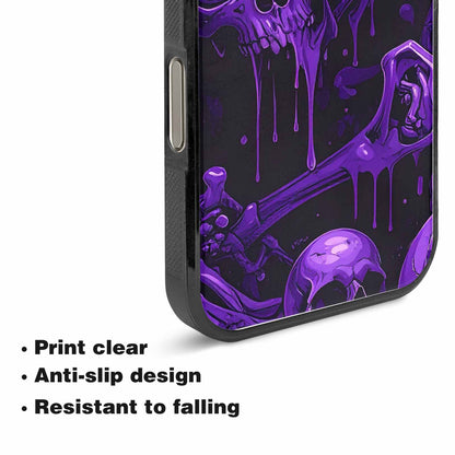 iPhone 15 Pro Max Case — Monochrome Purple Skeletons Neon Drip Melting, Custom Phone Case