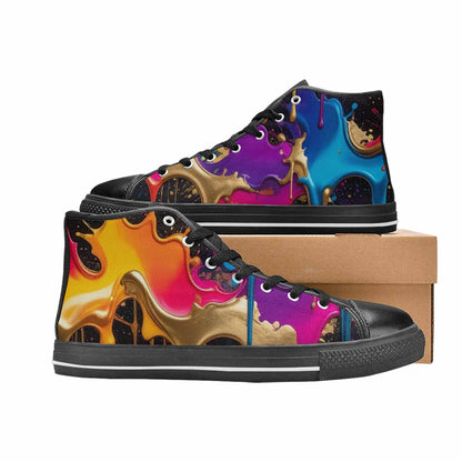 MEN'S Paint Splatter High Top Canvas Vibrant Chaos Custom Sneakers