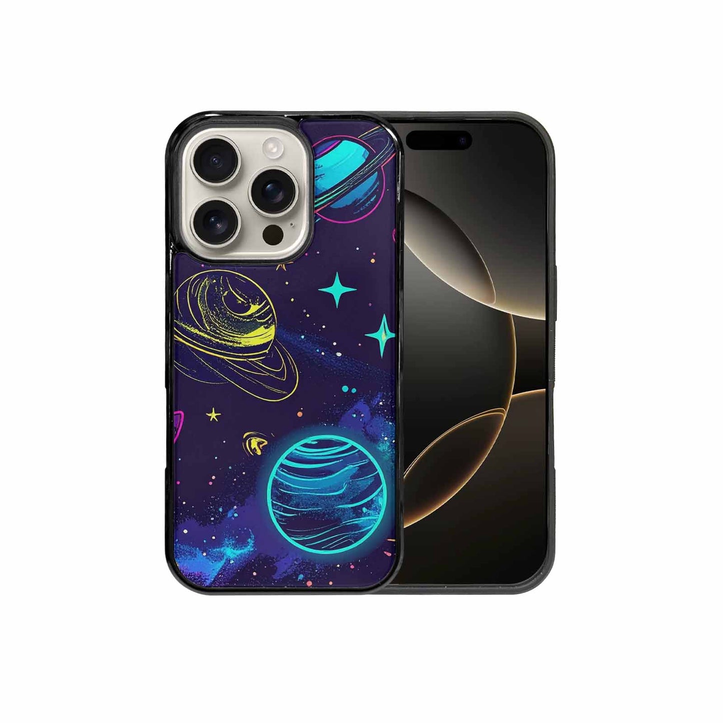 iPhone 16 Pro Case — Space Galaxy Astronaut Pattern Planets Stars, Custom Art Phone Cover