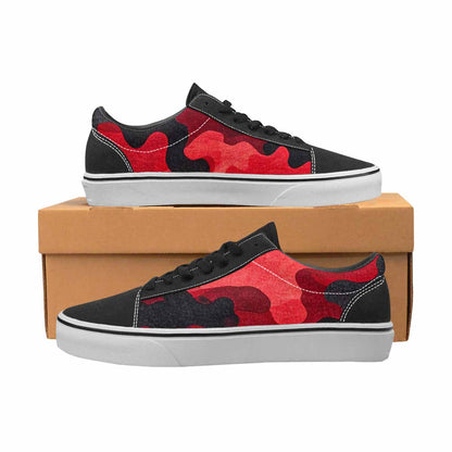 WOMEN'S Tactical Camo Red Black Canvas Lace-Up Vibrant Chaos Custom Shoes