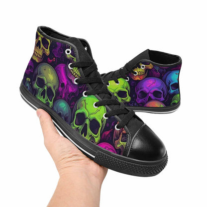MEN'S Skulls - Neon High Top Canvas Dark Academia Shoes