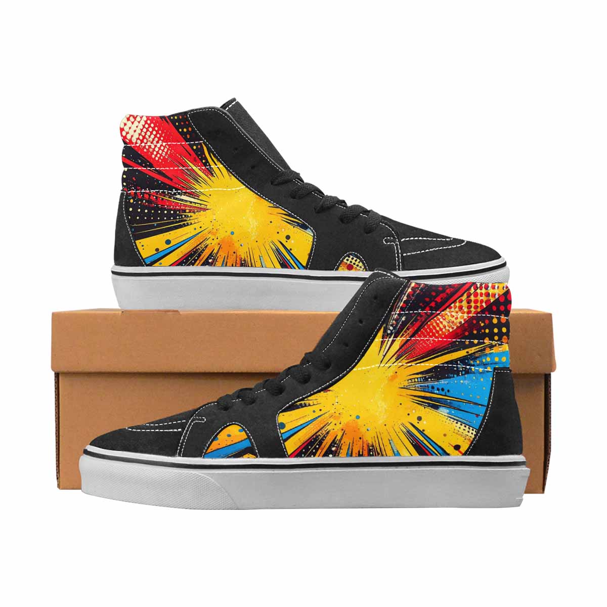 WOMEN'S Comic Pop Art High Top Canvas Made To Order Aesthetic Original Art Sneakers
