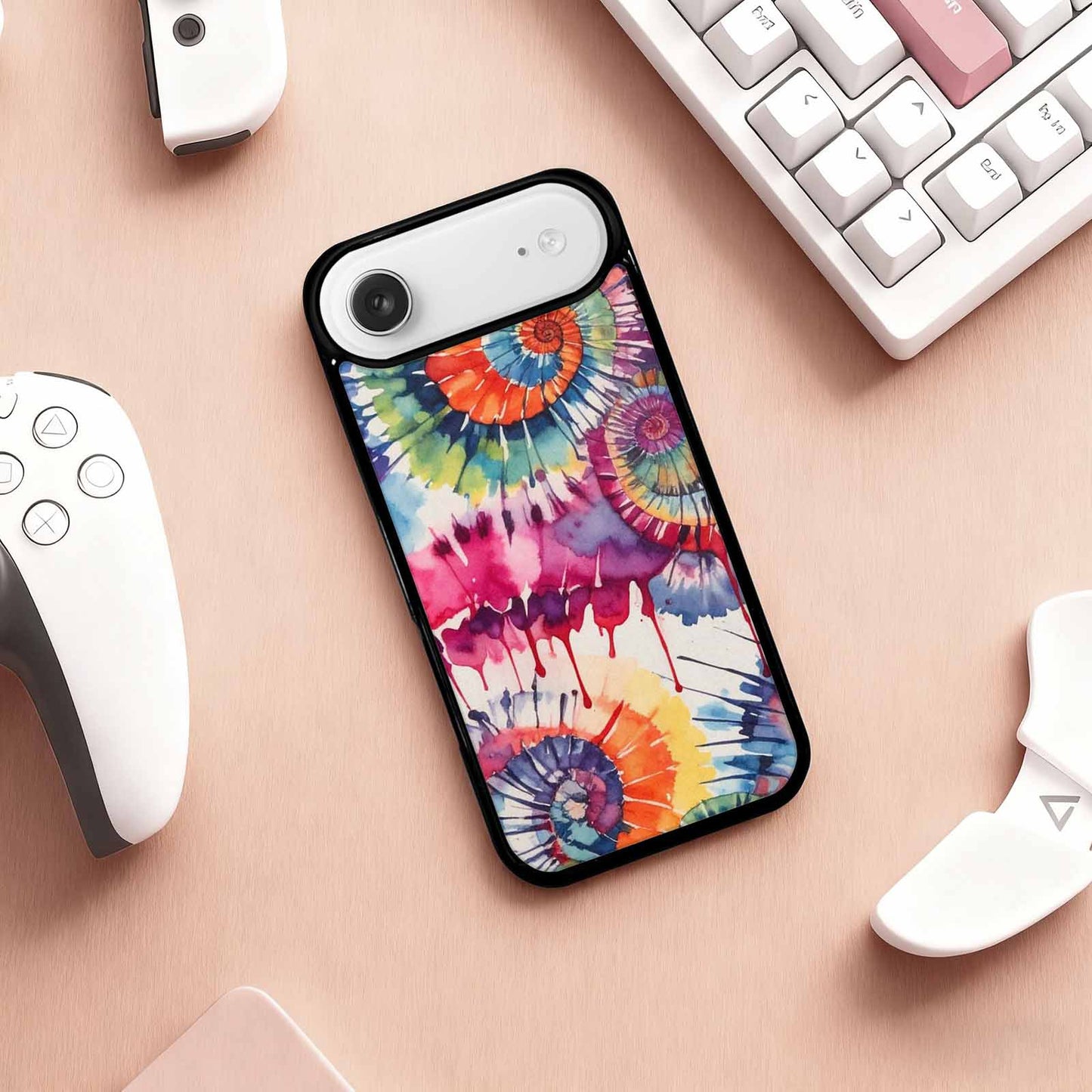 iPhone 17 Air Case — Tie Dye Swirls Black Red Tie, Custom Made Phone Cover