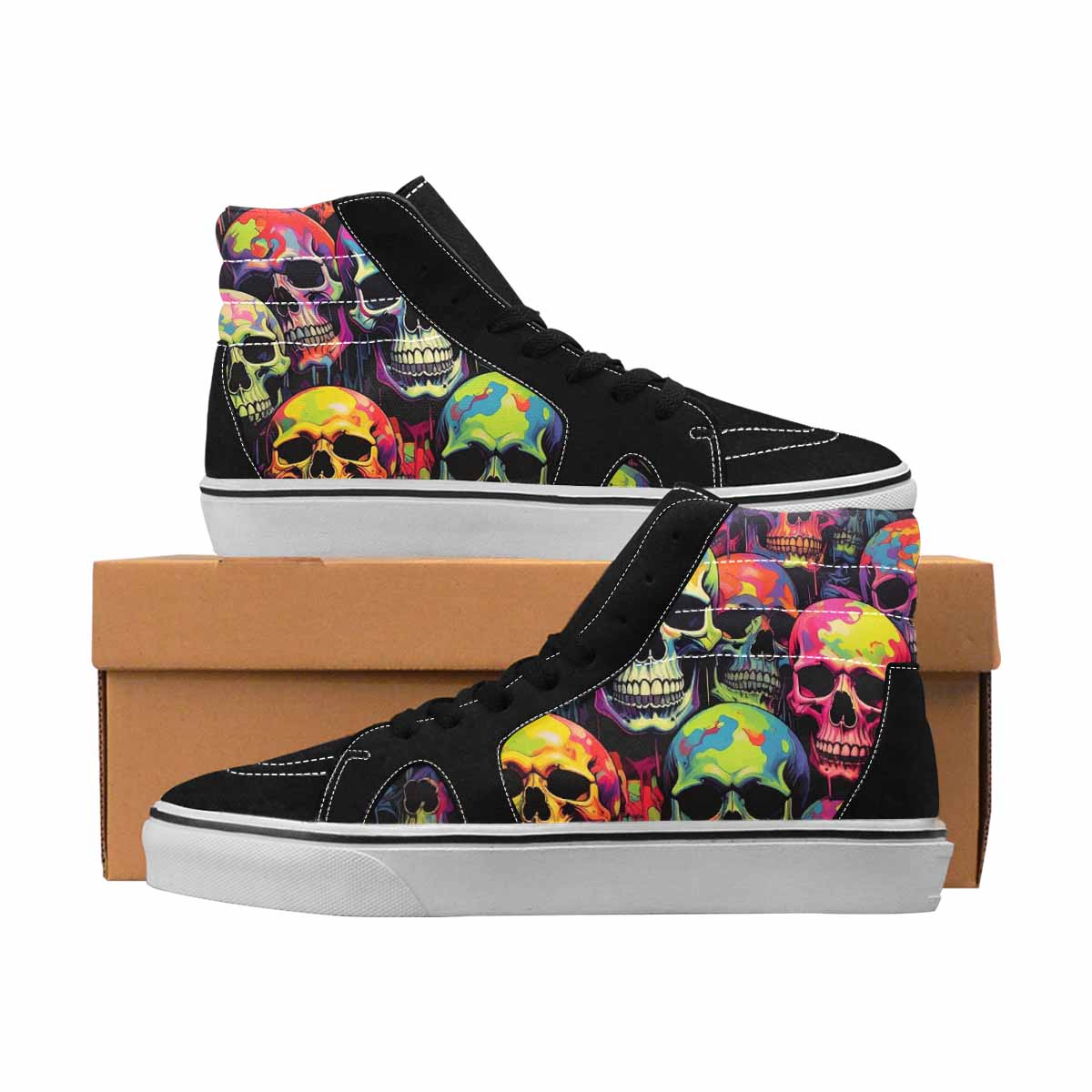 MEN'S Camo High Top Canvas Wearable Art Neon Fantasy Custom Art Shoes