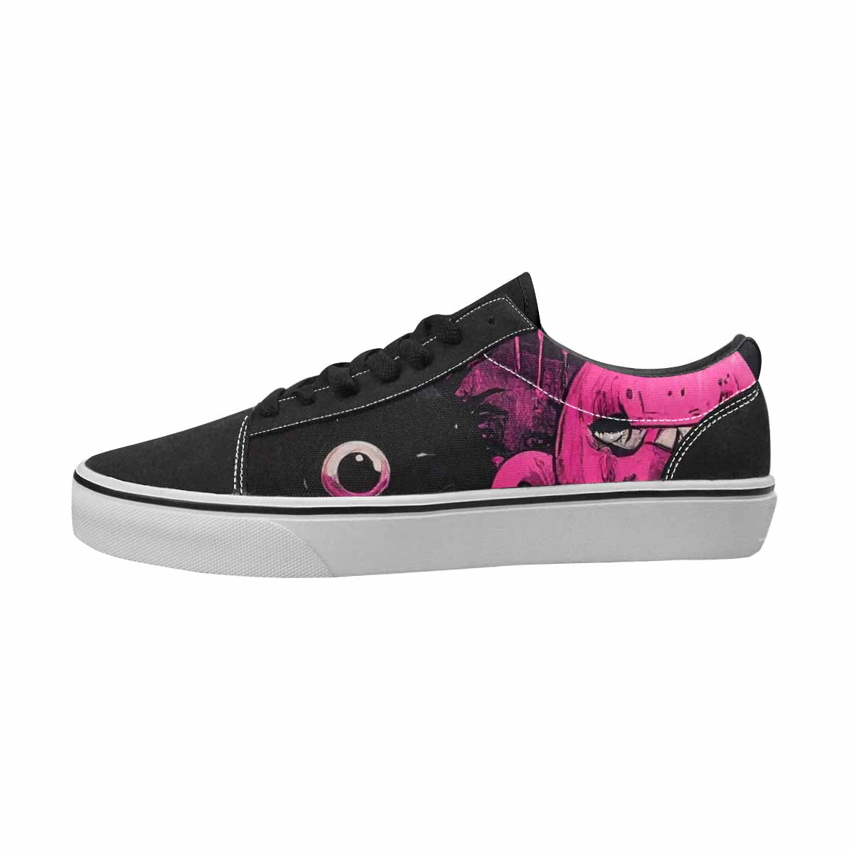WOMEN'S Monsters Black & Pink Ink Canvas One Of A Kind Neon Fantasy Shoes
