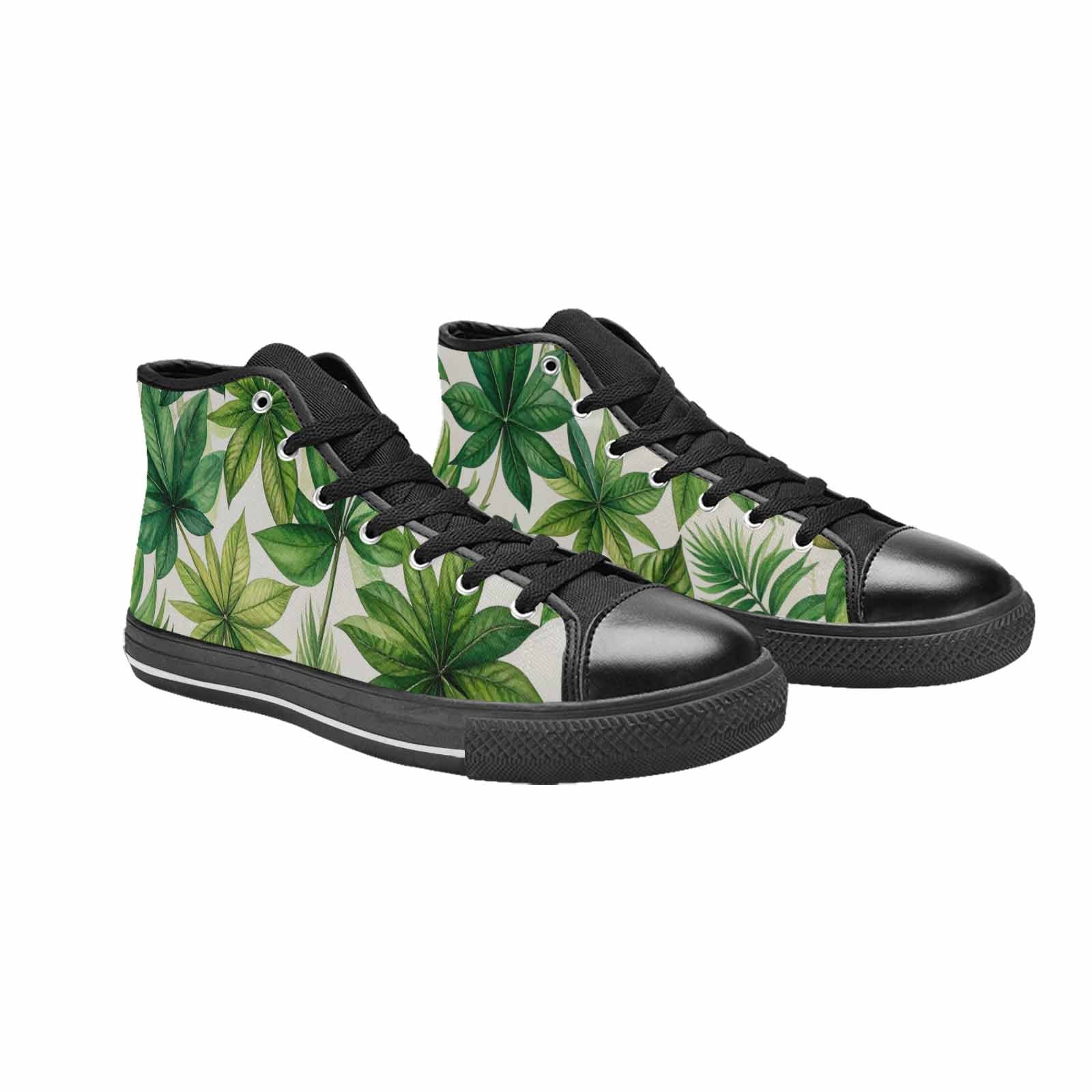 WOMEN'S Seven-Point Palmate Leaf High Top Canvas Grunge Shoes