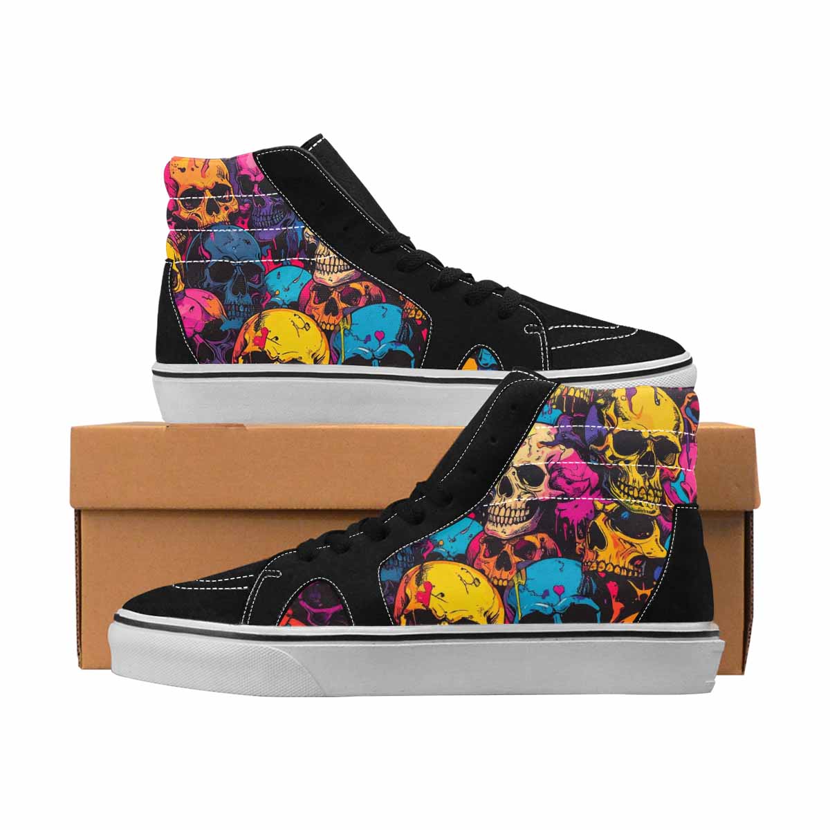 MEN'S Camo High Top Canvas Wearable Art Neon Fantasy Custom Printed Shoes