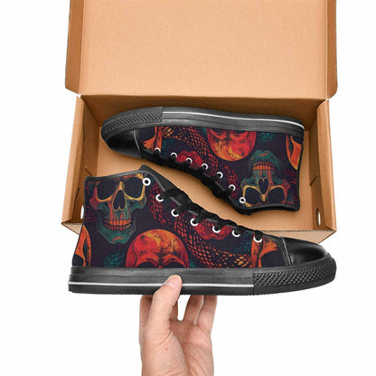 WOMEN'S Snake Skulls Print High Top Canvas Vibrant Chaos Shoes