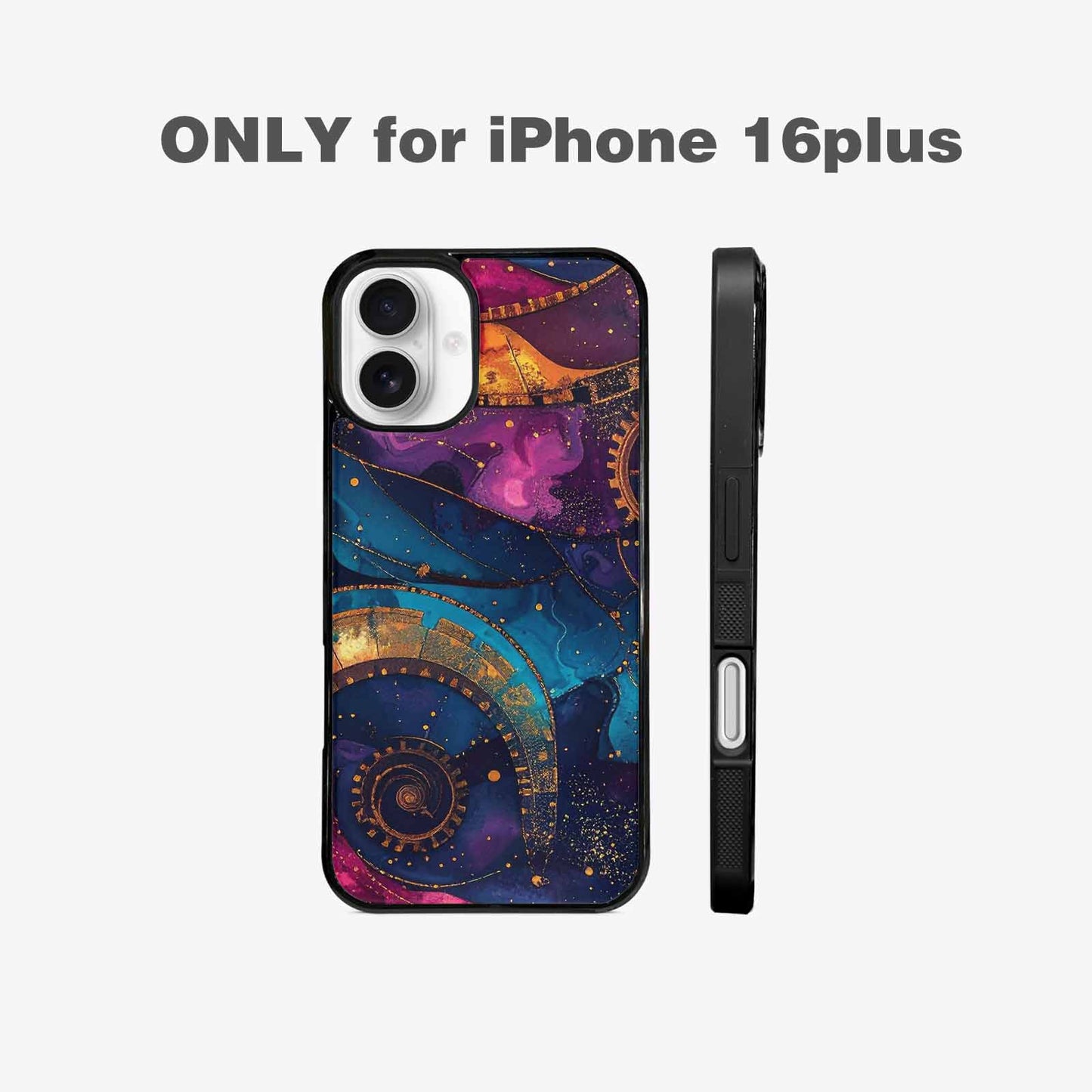 iPhone 16 Plus Case — Steampunk Galaxy Art Seamless Pattern Vibrant, Original Design Phone Case