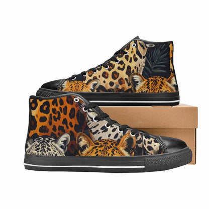 MEN'S Animal Print High Top Canvas Vibrant Chaos Custom Sneakers
