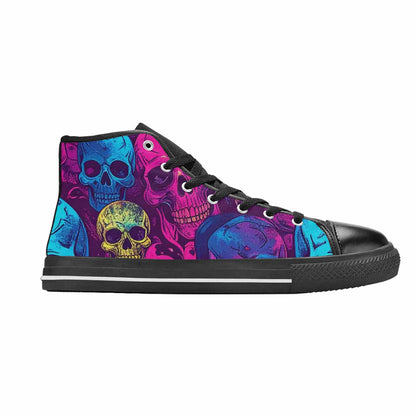 MEN'S Tie Dye Skulls Print High Top Canvas Grunge Custom Shoes