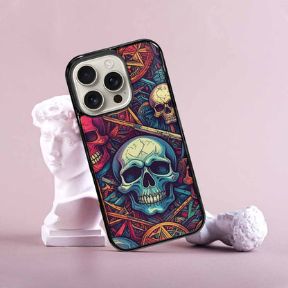 iPhone 16 Pro Case — Sacred Geometry Lots Of Skulls Seamless, Custom Printed Phone Case