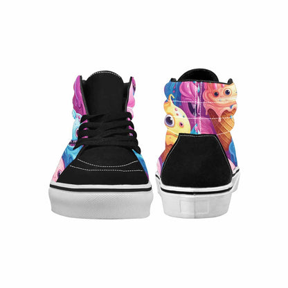 WOMEN'S Melting Icecream Cone Monster High Top Canvas Vibrant Chaos Custom Sneakers