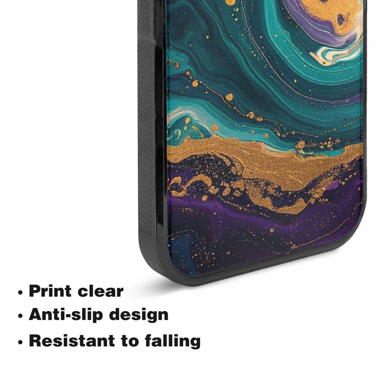 iPhone 15 Plus Case — Marbled Swirl Texture Blended With Galaxy, Original Design Phone Case