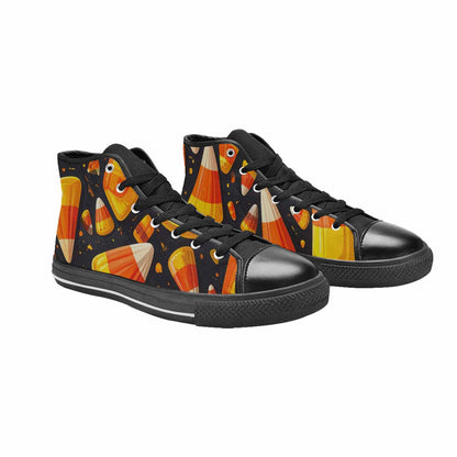 MEN'S Halloween Candy Corn High Top Canvas Dark Academia Custom Shoes