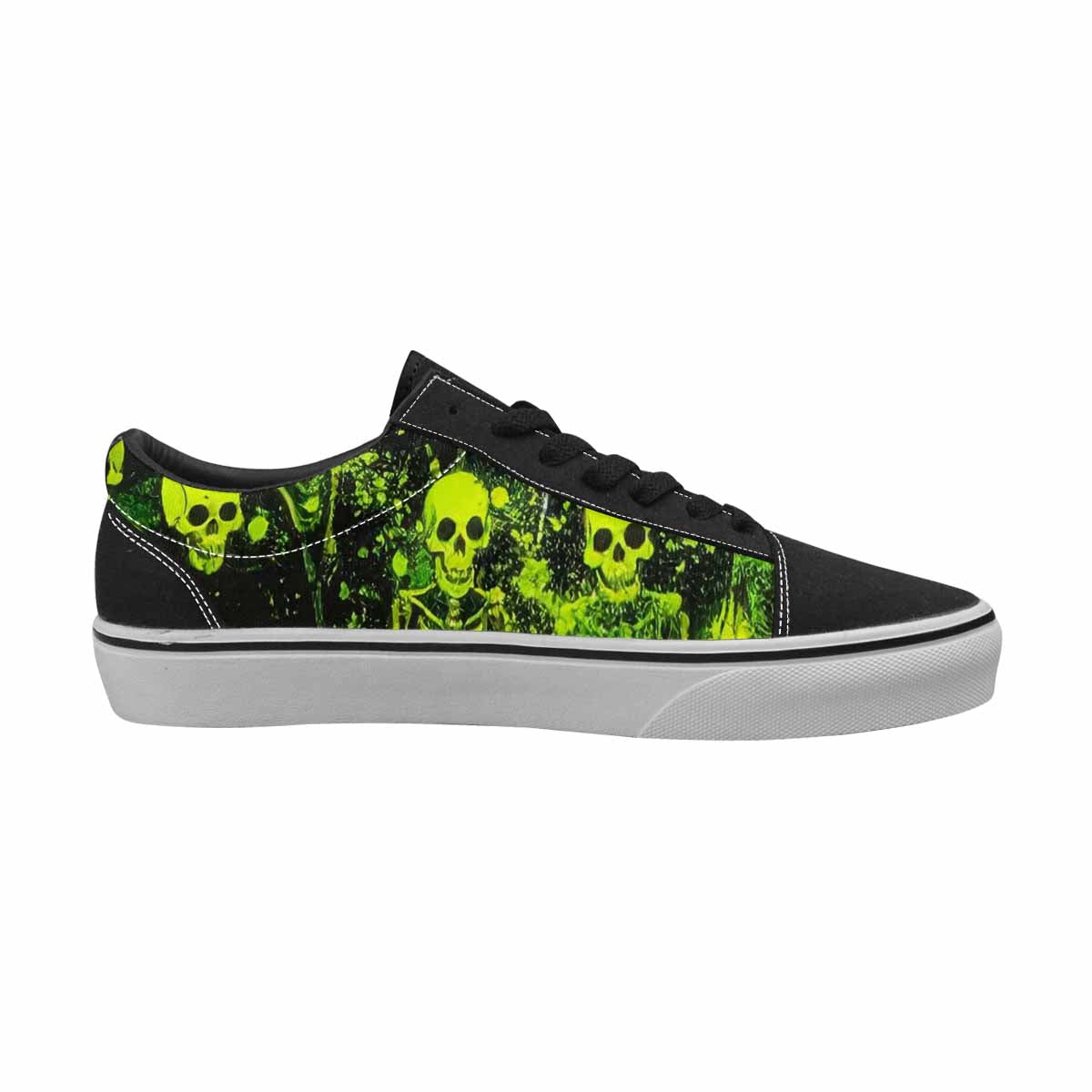 WOMEN'S Skeletons × Neon Green Lace-Up Canvas Aesthetic Shoes