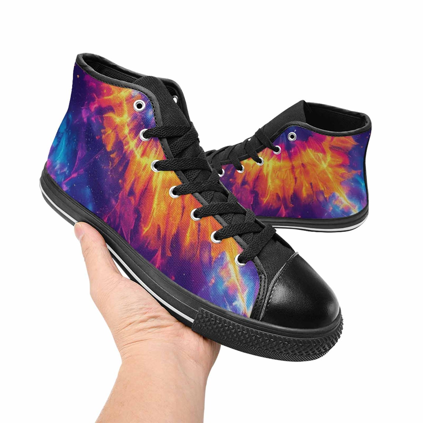 WOMEN'S Tie Dye Galaxy High Top Canvas Dark Academia Custom Sneakers