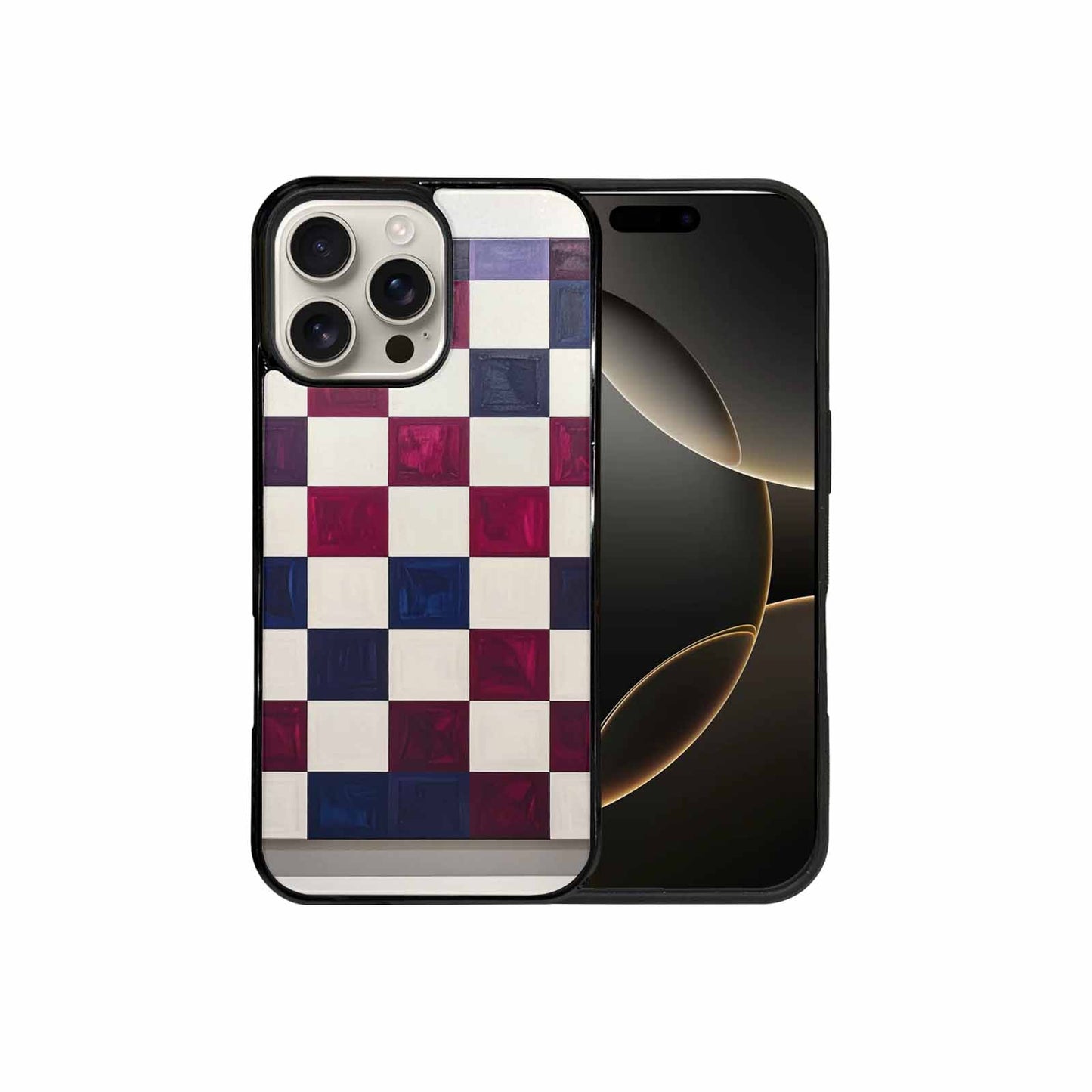 iPhone 16 Pro Max Case — Checkerboard Print, Personalized Phone Case