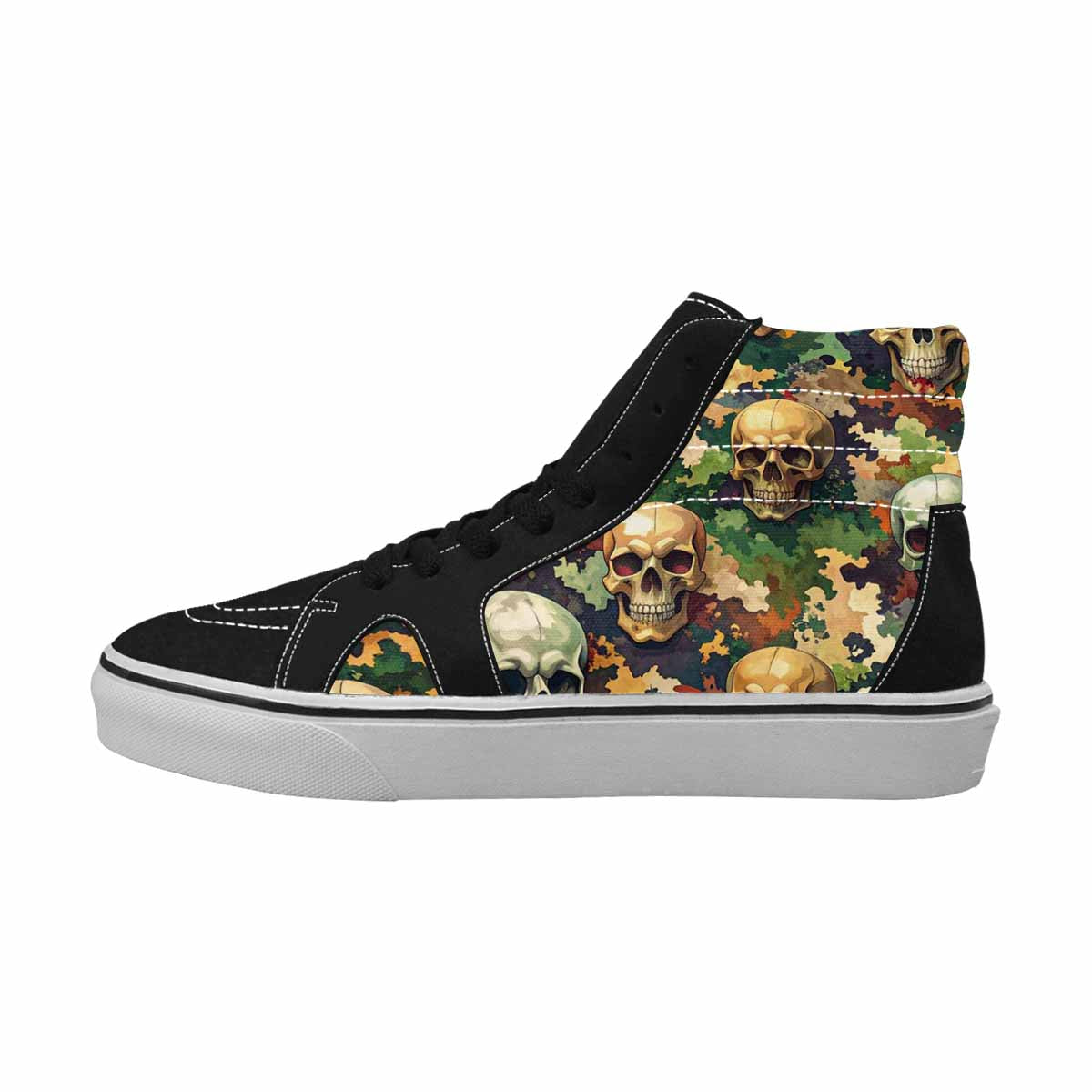 MEN'S Skulls  Camo Skulls High Top Canvas Kaleidoscope Sneakers
