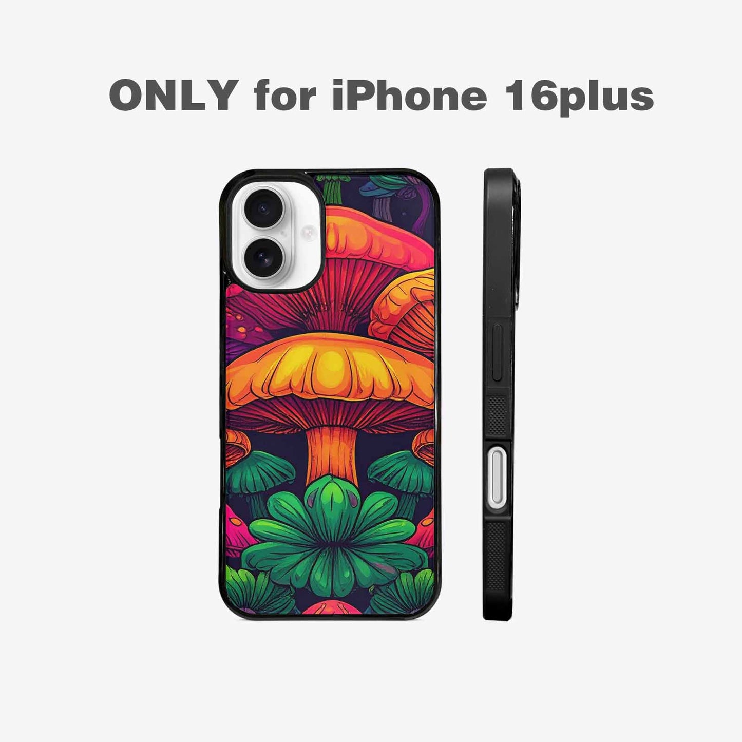 iPhone 16 Plus Case — Psychedelic Mushroom Cartoon Pattern, Original Design Phone Case
